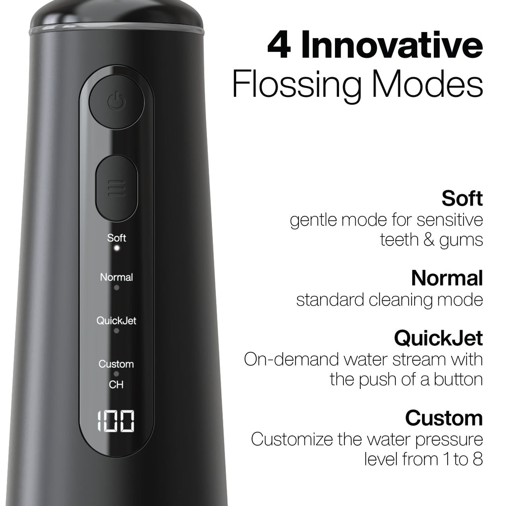 Elite Flosser - Rechargeable Water Flosser with 4 Tips - Oral Irrigator with 4 Modes - Portable & Cordless