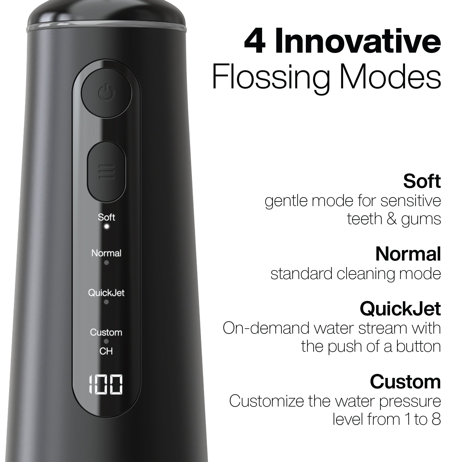 Elite Flosser - Rechargeable Water Flosser with 4 Tips - Oral Irrigator with 4 Modes - Portable & Cordless