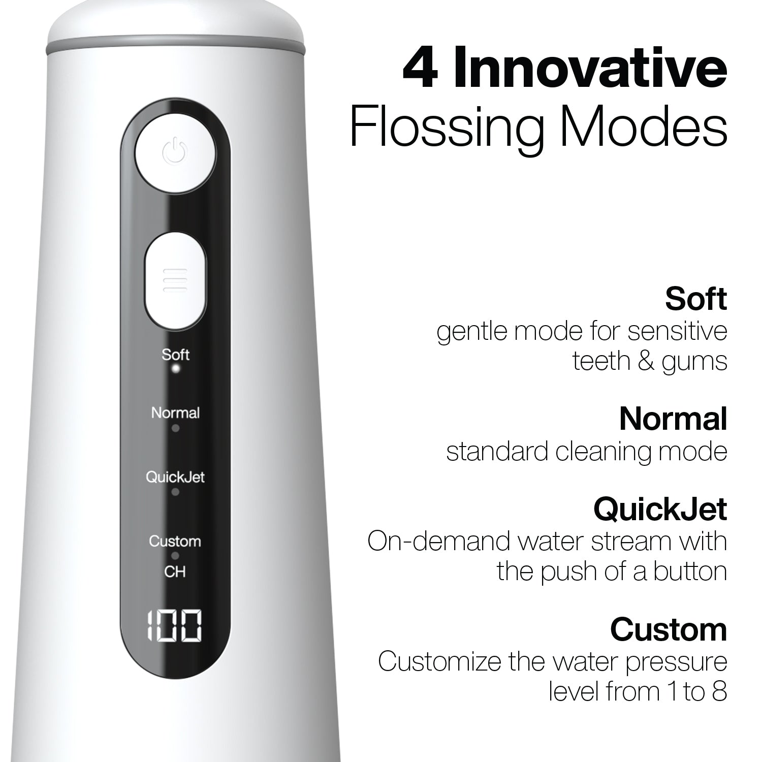 Elite Flosser - Rechargeable Water Flosser with 4 Tips - Oral Irrigator with 4 Modes - Portable & Cordless