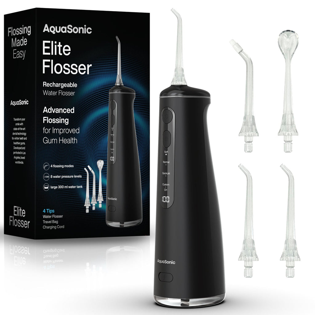 Elite Flosser - Rechargeable Water Flosser with 4 Tips - Oral Irrigator with 4 Modes - Portable & Cordless